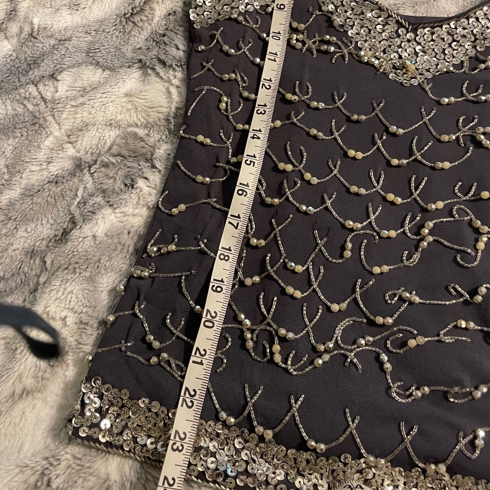 Vintage Beaded sequin embroidered top with adjustable straps , size S-M - Picture 6 of 12